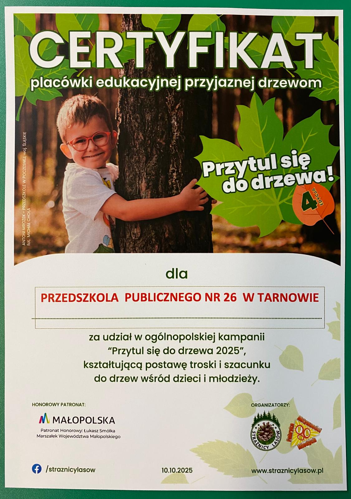 JUŻ KOLEJNY ROK JESTEŚMY UCZESTNIKAMI OGÓLNOPOLSKIEJ AKCJI PRZYTUL&nbsp;SIĘ&nbsp;DO&nbsp;DRZEWA &nbsp; &nbsp; &nbsp; &nbsp;